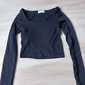 Altar'd State Black Square Neck Long Sleeve Crop Top